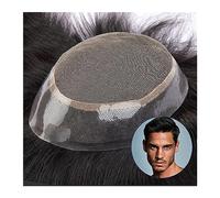 Men's Wigs Bun Hair French Lace Base Human Hair Mens Toupee Hairpiece 1" Poly Skin Around Hair System Natural Hairline Durable Straight Wig Hair Men's Toupee Mens Wig Cosplay Wig(Straight 130%,7x9)