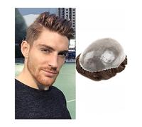 Men's Wigs Bun Hair Toupee for Men Human Hair Hair Pieces, Toupee for Men 0.08mm Pu Skin Base Toupee 7.5inch Durable Wigs for Men Natural Hairline Human Hair System Unit Mens Wig Cosplay Wig(2#,6x8)