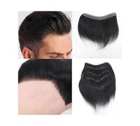 Men's Wigs Human Hair Toupee Men Forehead Hairpiece Patch V Looped Invisible Seamless Skin Full PU Men's Hairpieces Natural and Fluffy Synthetic Wig(16x1.5)
