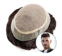 Mens Wigs Men's Toupee Silk Top Base with 1'' Thin Skin Pu Around Male Hair Prosthesis Durable Wigs for Men 120% Density Human System Unit Men's Toupee(6x8)