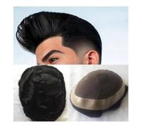 Mens Wigs Realistic Male Human Wig hair Men Toupee Fine Mono Lace Base Hairpiece Hairline Men wig Replacement Toupee Mens Hair Piece（Off Black-8x10）