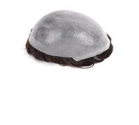 Men's Wigs Thin Skin Toupee Human Hair System 0.03mm Full PU Base V-Loop Male Hair Prosthesis Natural and Fluffy Synthetic Wig(8x10)