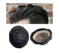 Mens Wigs Toupee for Men Human Hair Fine Mono and NPU Base Men's Indian Remy Prosthesis Straight / 30mm Wave System Hairpiece Men's Toupee(Straight Hair 110%,5x7)