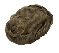 Mens Wigs, Units Toupee Male Capillary Prosthesis Australia Men Toupee Transparent Pu & Swiss Lace Male Wig Natural Human Hair Mens Hair,for Cover Thinning Hair(18#)