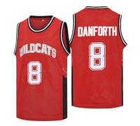 Mens Wildcats High School Basketball Jersey #14 Troy Bolton Jersey #8 Chad Danforth Shirt Jersey Red S-XXL, Red #8, XXL