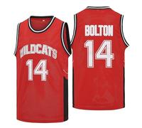 Mens Wildcats High School Basketball Jersey #14 Troy Bolton Jersey #8 Chad Danforth Shirt Jersey Red S-XXL, Red #14, S
