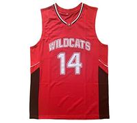 Mens Wildcats High School Jersey,14 Troy Bolton Basketball Jersey,8 Chad Danforth Basketball Jersey/Shirt, 14 Bolton Red, S