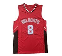 Mens Wildcats High School Jersey,14 Troy Bolton Basketball Jersey,8 Chad Danforth Basketball Jersey/Shirt, 8 Danforth Red, S