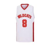 Mens Wildcats High School Jersey,14 Troy Bolton Basketball Jersey,8 Chad Danforth Basketball Jersey/Shirt, 8 Danforth White, L