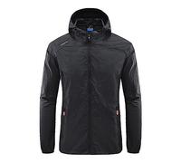 Men's Windbreak Jacket Hooded Outdoor Coat Long Sleeve Zip Up Jackets with Pockets Lightweight Breathable Jackets Adult Hiking Sports Athletic Leisure Ski Suit Camping Going Out