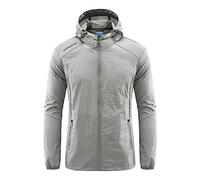 Men's Windbreak Jacket Hooded Outdoor Coat Long Sleeve Zip Up Jackets with Pockets Lightweight Breathable Jackets Adult Hiking Sports Athletic Leisure Ski Suit Camping Going Out