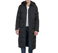 Men's Windproof Extra Long Puffer Coat Removable Hooded Down Jacket for Men Waterproof Lightweight Warm Coat Black X-Large