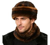 Mens Windproof Faux Fur Ushanka Russian Hat Old Dad Winter Warm Cozy Furry Beanie Skull Caps Coldproof Driving Running Cycling Camping Ski Caps Hunting Trapper Hats Balaclava Headwear