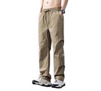 Men's Windproof Softshell Trousers Lightweight Packable Rain Overtrousers for Winter Ski Fishing Green XL-3XL(Khaki L)