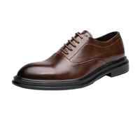 Mens Wingtip Platform Oxford Shoes Lace Up Non Slip PU Leather Dress Shoes for Business Office Outdoor(Marrone,10 UK)