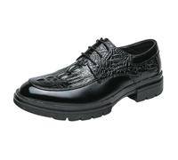Mens Wingtip Platform Oxfords Classic Leather Lace Up Block Heel Anti Slip Brogue Formal Breathable Business Office Dress Shoes(Negro,9 UK)