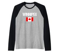 Mens Winnipeg Manitoba MB Canada Flag Canadian Proud Patriotic Raglan Baseball Tee