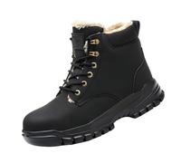 Mens Winter Ankle Boots Fleece Lined Lace Up Boots Warm Casual Outdoor Boots Lightweight Comfort Boots Chunky Textured Sole For Travel Walking Garden Daily Wear Black Tan Colour Options