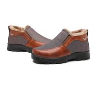 Mens Winter Boots for Outdoor, Non-slip Warm Snow Boots, Mens Lightweight Walking Boots, Simple Slip-On Comfort Walking Hiking Shoes Brown-40