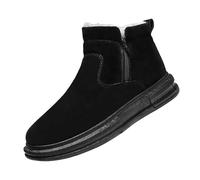 Men's Winter Boots Waterproof Warm Fleece Lined Casual Shoes | Suede Upper, Side Zip Closure, Cushioned Footbed, Textured Rubber Sole, Padded Collar, Stitched Panels, Easy Everyday Wear