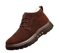 Men's Winter Boots, Winter Boots, Men's Lined and Waterproof Casual Shoes Without Laces, Leather, PU Snow Boots, Outdoor Hiking Boots, Low Non-Slip Snow Shoes, Winter Shoes, brown, 9.5 UK