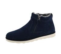 Men's Winter Boots with Zip, Winter Boots Men's Warm, Hiking Boots Short Shaft Ankle High Western Boots Fleece Lined Winter Boots Lightweight Comfortable Casual Shoes, blue, 9.5 UK