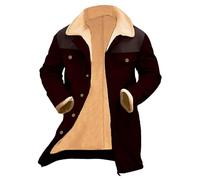 Men's Winter Coat Long Warm Lined Trench Coat Cardigan - Stand-Up Collar Elegant Short Coat Over Mountain Jacket Winter Jacket with Pockets Casual Coat Autumn Coat Windbreaker Cotton Coat, Wine Red
