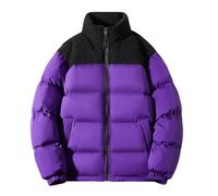Mens Winter Coat Padded Puffer Windproof Overcoat Zip Up Colour Block Quilted Jacket with Pockets Thick Stand Neck Windbreaker Thermal Loose Fit Outerwear Body Warmer Comfort Coats