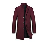 Mens Winter Coat Slim Fit Padded Wool Trench Coats Long Thick Elegant Jacket Overcoat（M-4XL）