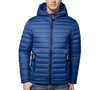 Mens Winter Coat with Hood Thicken Comfy Hoodie Waterproof Ski Jacket Windproof Outwear Solid Overcoat with Pockets, Blue, 6XL