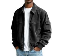 Men's Winter Coats Men's Fleece Jacket Winter Lined Windproof Thermal Zip Up Collar Coat for Country Walks, Dog Walking, and Autumn Casual Wear in The United Kingdom Mens Shacket Black 3XL