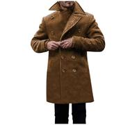 Mens Winter Coats Sale Clearance,Trench Coat for Men Thick Wool Overcoats Regular Fit Double-Breasted Peacoat Business Casual Office Jacket Lapel Collar Duffle Coats Cardigan Windproof