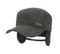 Mens Winter Earflap Flat Baseball Cap Thermal Trapper Hunting Hat with Ear Flaps Windproof Cold Weather Ski Snow Hat Ear Protection Dad Hats Foldable Earmuffs for Outdoor Sports Cycling Hiking Running