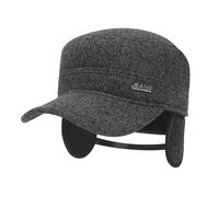 Mens Winter Earflap Flat Baseball Cap Thermal Trapper Hunting Hat with Ear Flaps Windproof Cold Weather Ski Snow Hat Ear Protection Dad Hats Foldable Earmuffs for Outdoor Sports Cycling Hiking Running