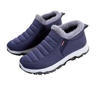 Men's Winter Fashion Solid Color Plus Boots Warm Comfortable Boots (Blue 5)