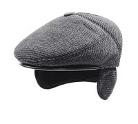 Men's Winter Flat Cap with Ear Flaps Wool Blend Warm Newsboy Ivy Hat Derby Tweed Irish Caps Peaked Cabbie Gatsby Beret Hat Driving Cap UK Grandad Hat Men Outdoor Hunting Golf Winter Hat,Plaid L
