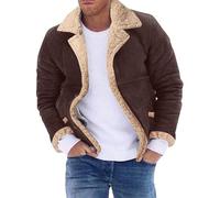 Men's Winter Fleece Jackets Stylish Lapel Neck Button Down Thick Warm Jackets Casual Loose Going Out Coats with Pockets (A-Camel, S)