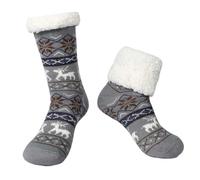 Men's Winter Fluffy Slipper Socks Non Slip Thick Warm Cozy Fleece-lined Cabin Grip Sock n16