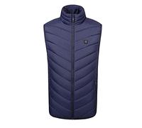 Mens Winter Heated Vests Outerwear Electric Heating Body Warmer Vest Zip Up Stand Collar Sleeveless Quilted Jacket Blue