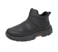 Mens Winter Hiking Shoes, Ergonomics-Focused Trainers Non-Slip Resistant Sneakers Warm Winter Walking Shoes with Arch Support Soft Comfortable Lining Boots for Snow Casual Velvet Warm-On Boots Black