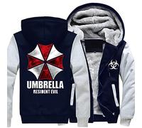 Mens Winter Hoodies for Resident/Evil/Umbrella Zip Up Jackets Fleece Coats Heavyweight Sweatshirt Pullover Thick Hooded Tops Sports Jumpers for Men-A||L