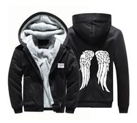 Men's Winter Hoodies for Walking Dead Full Zip Sweatshirt Pullover Fleece Lined Jackets Coats Hooded Outerwear Tops with Pockets-Black B||4XL