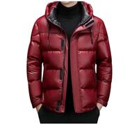 Men's Winter Jacket - Warm And Shiny Clothes Are Fashionable Comfortable And Loose In Size (Red, XXL)