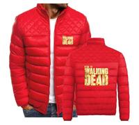 Men's Winter Jackets for Walking Dead Insulated Lightweight Packable Outerwear Warm Short Padded Coat for Running Travle,Red-XXL