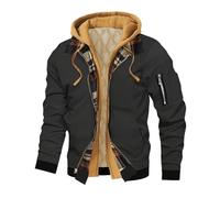 Men's Winter Jackets Windproof Warm Down Jackets Fake Two Piece Spliced Puffer Coats Plaid Interrior Warm Workwear Style Plus Size Casual Padded Outdoor Coat Thermal Parka with Multiple Pockets