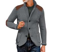Mens Winter Jumpers,Men's Sweater Coat - Classic Knitted Cardigan Jacket for Autumn and Winter Thick Jacquard Design Solid Color with Button Closure Warm Long Sleeve Outerwear (Grey, XXL)