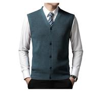 Men's Winter Knit Sweater Vest Young Men's Solid Color All-in-one Wool Vest Cardigan Top Men's Wear(Night Orchid,M)