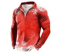 Mens Winter Layered Polo Shirts with Festive Christmas Tree Theme in Mixed Colours High Quality Print, Hot Pink, L