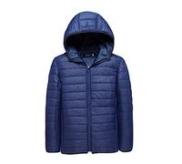 Mens Winter Padded Puffer Jacket Lightweight Long Sleeve Zipper Coat Soft Solid Color Windproof Puffer Jackets Casual Sports Hooded Coats Simple Style Outdoor for Hiking Travelling