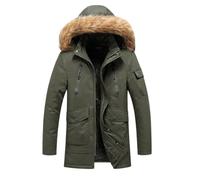 Men's Winter Parka with Hood - Hiking Jacket Men's Lightweight Warm Winter Jacket Lined Loose Winter Jacket Medium Length Fashionable Transition Jacket with Zip Comfortable Leisure Jacket